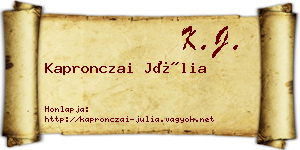 Kapronczai Júlia névjegykártya