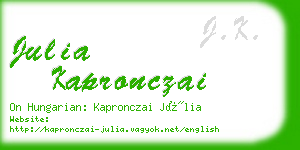 julia kapronczai business card